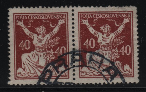 Tsjecho-Slowakije horizontaal paar Mi.-Nr. 173A (CZ-0008)