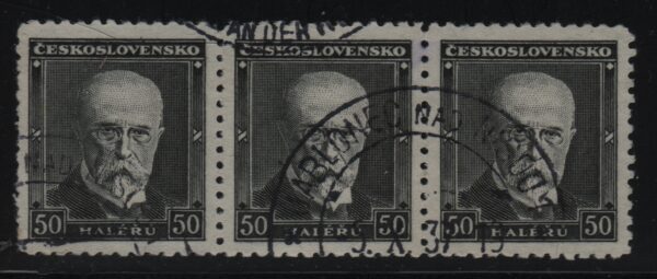 Tsjecho-Slowakije horizontaal streep van 3x Mi.-Nr. 379 (CZ-0045)